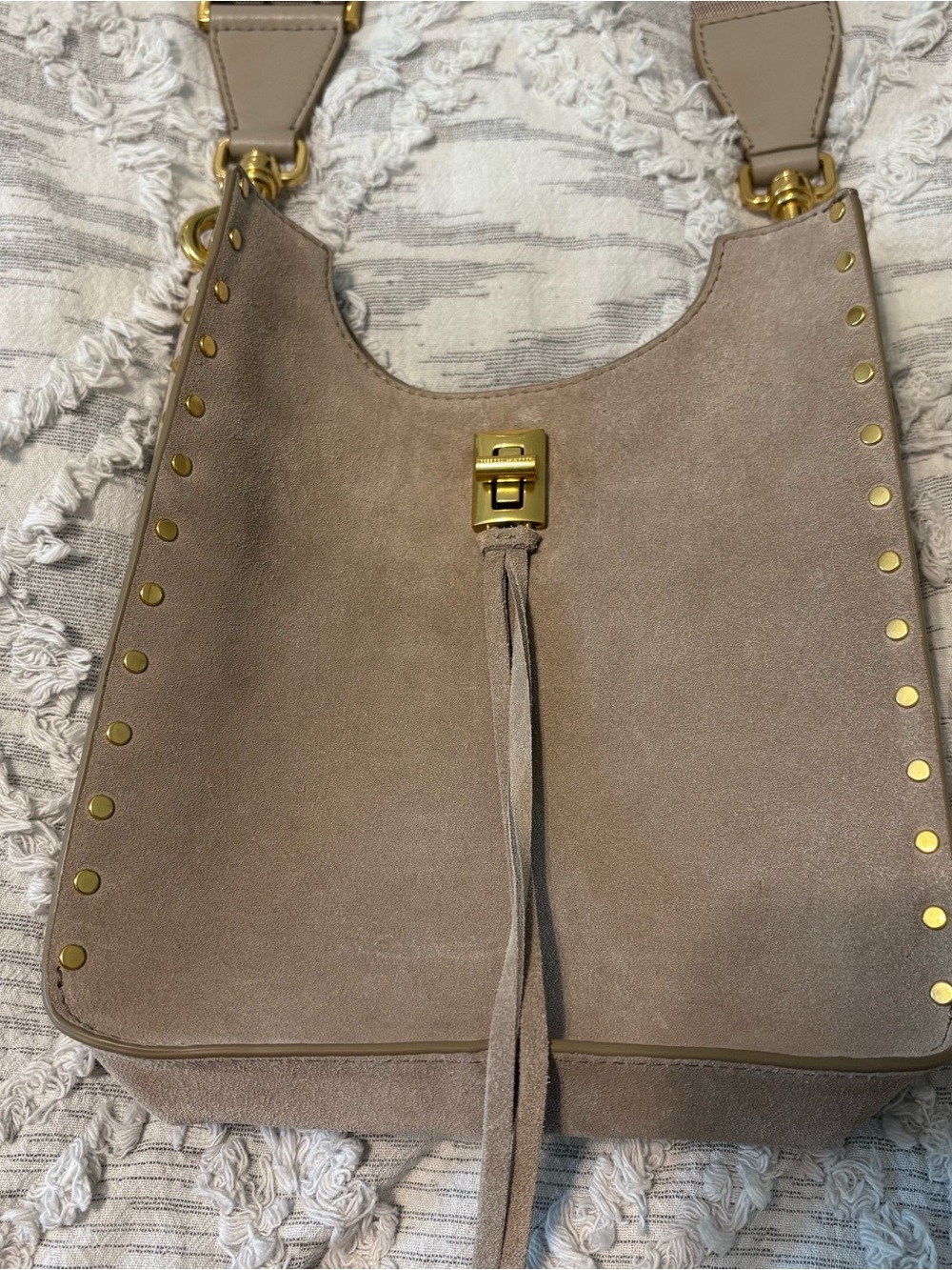 Rebecca Minkoff Suede Studded Crossbody Shoulder Bag